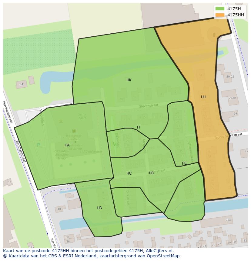 Afbeelding van het postcodegebied 4175 HH op de kaart.