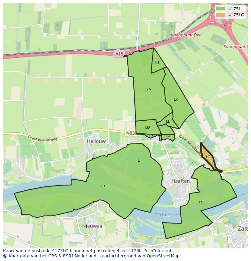 Afbeelding van het postcodegebied 4175 LG op de kaart.