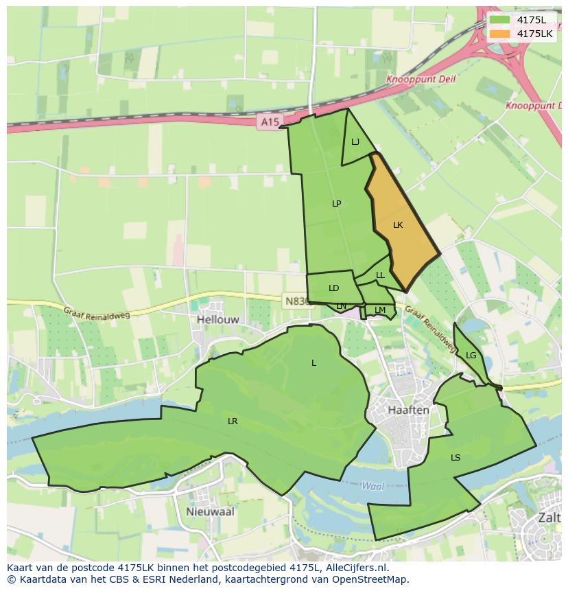 Afbeelding van het postcodegebied 4175 LK op de kaart.