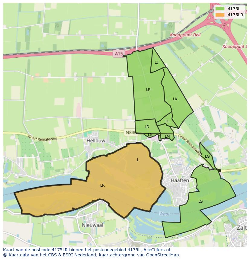 Afbeelding van het postcodegebied 4175 LR op de kaart.