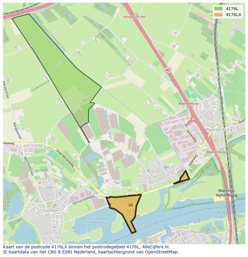 Afbeelding van het postcodegebied 4176 LX op de kaart.
