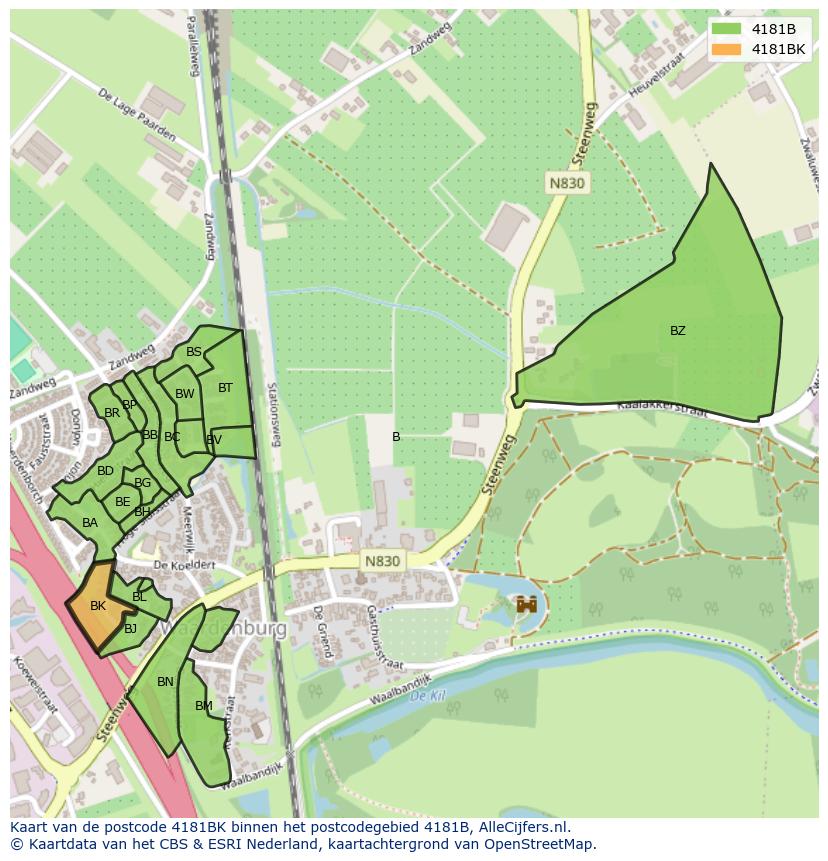 Afbeelding van het postcodegebied 4181 BK op de kaart.