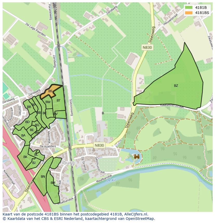 Afbeelding van het postcodegebied 4181 BS op de kaart.