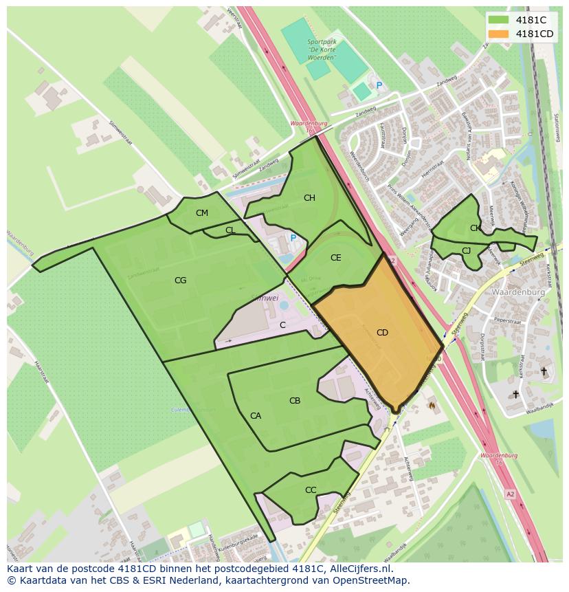Afbeelding van het postcodegebied 4181 CD op de kaart.