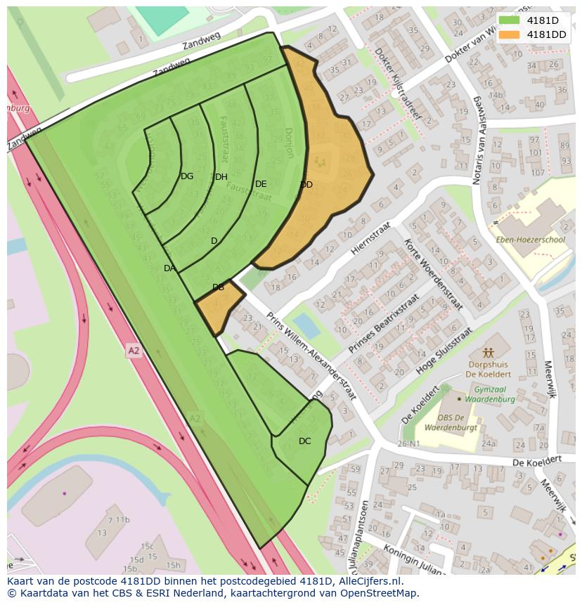 Afbeelding van het postcodegebied 4181 DD op de kaart.
