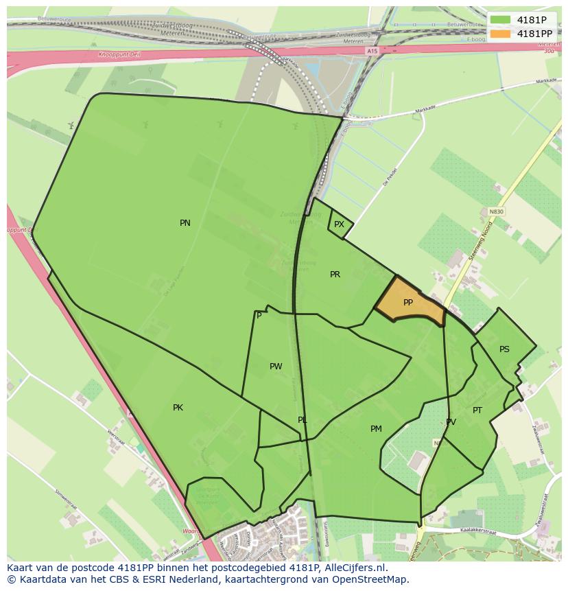 Afbeelding van het postcodegebied 4181 PP op de kaart.