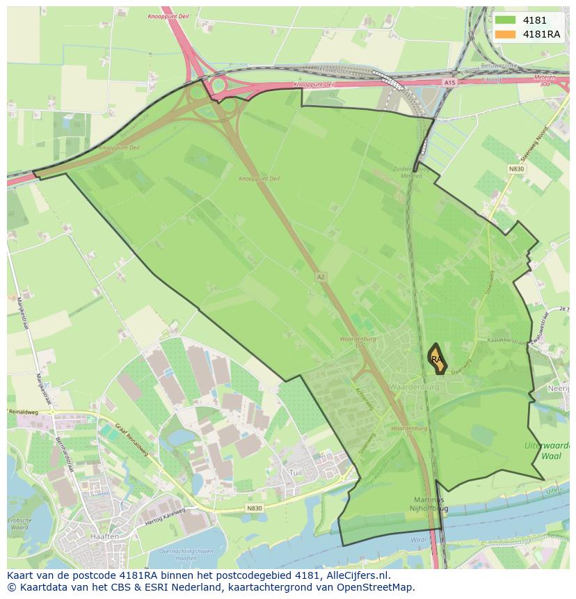 Afbeelding van het postcodegebied 4181 RA op de kaart.
