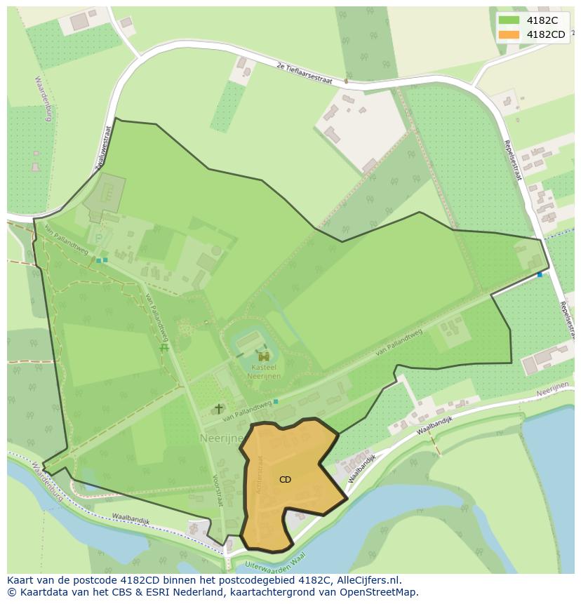 Afbeelding van het postcodegebied 4182 CD op de kaart.