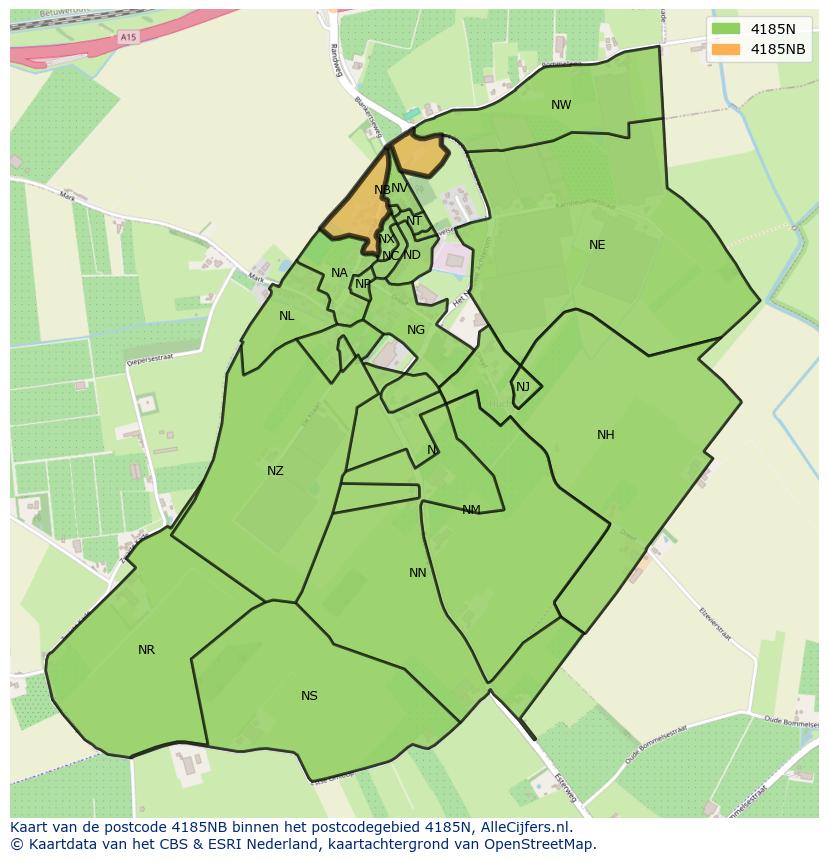 Afbeelding van het postcodegebied 4185 NB op de kaart.