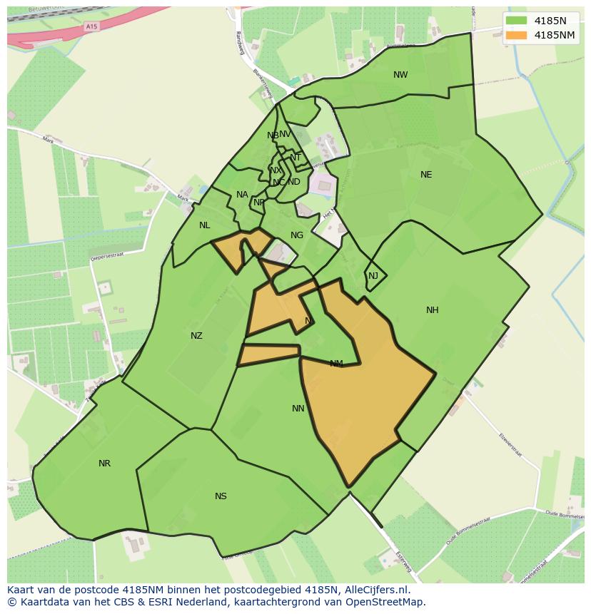 Afbeelding van het postcodegebied 4185 NM op de kaart.