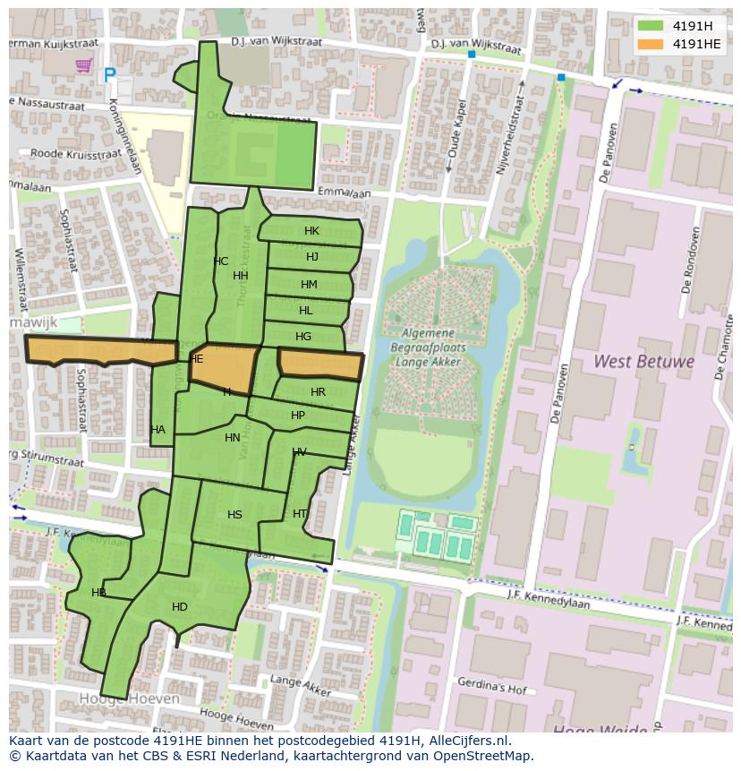 Afbeelding van het postcodegebied 4191 HE op de kaart.