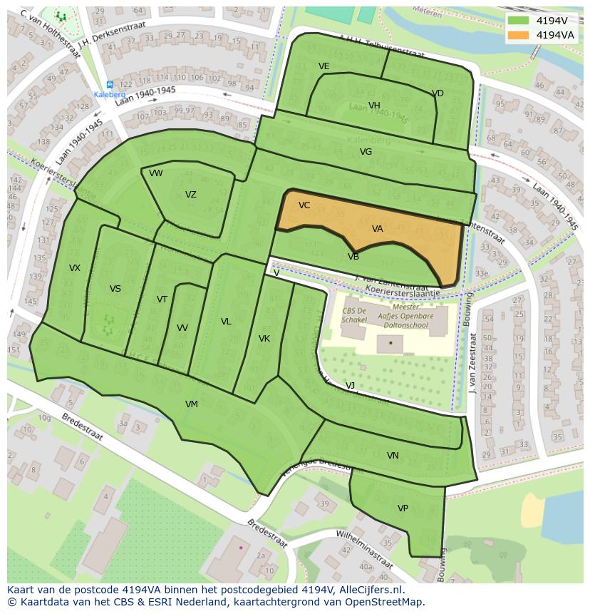 Afbeelding van het postcodegebied 4194 VA op de kaart.