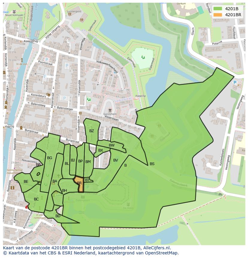 Afbeelding van het postcodegebied 4201 BR op de kaart.