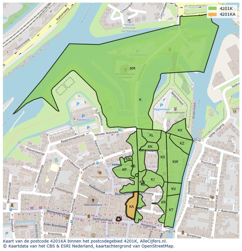 Afbeelding van het postcodegebied 4201 KA op de kaart.