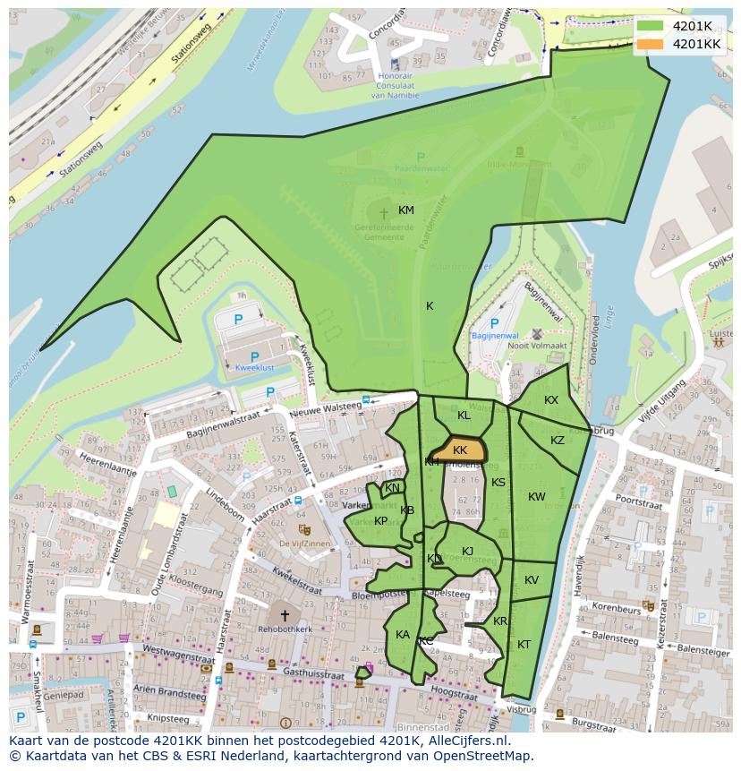 Afbeelding van het postcodegebied 4201 KK op de kaart.