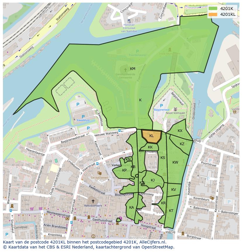 Afbeelding van het postcodegebied 4201 KL op de kaart.