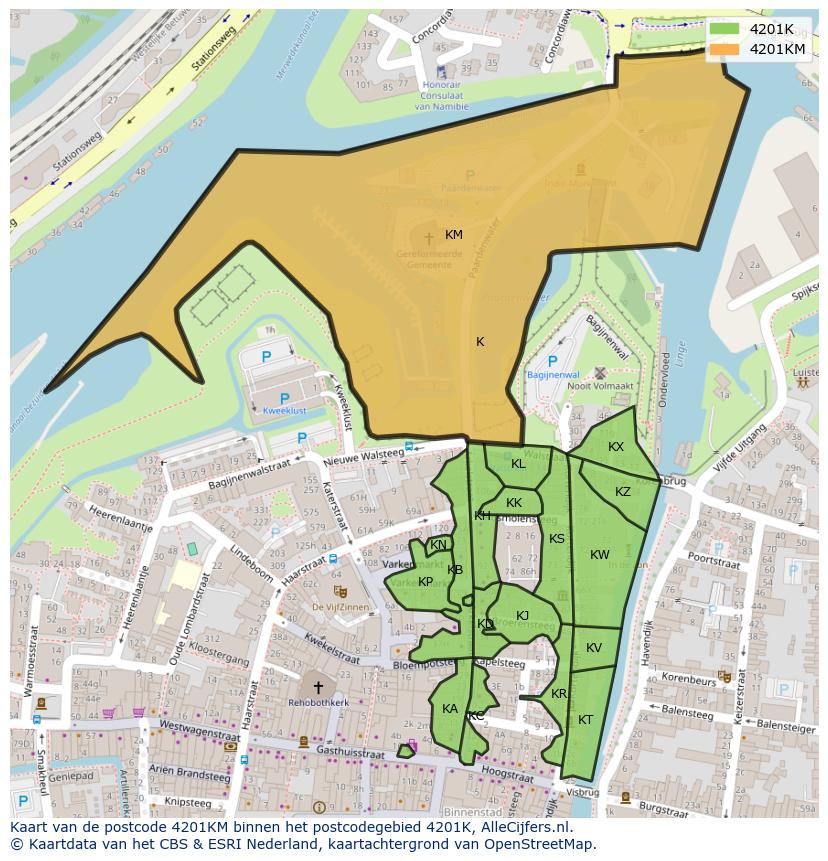 Afbeelding van het postcodegebied 4201 KM op de kaart.