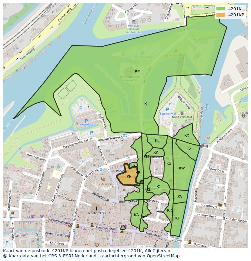 Afbeelding van het postcodegebied 4201 KP op de kaart.