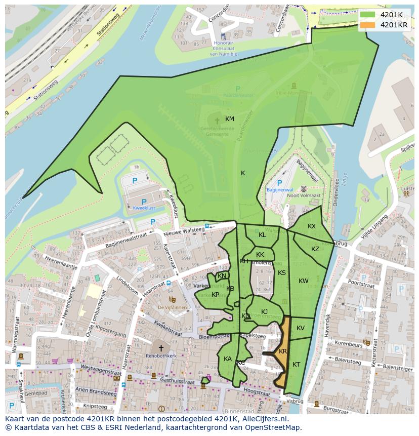 Afbeelding van het postcodegebied 4201 KR op de kaart.