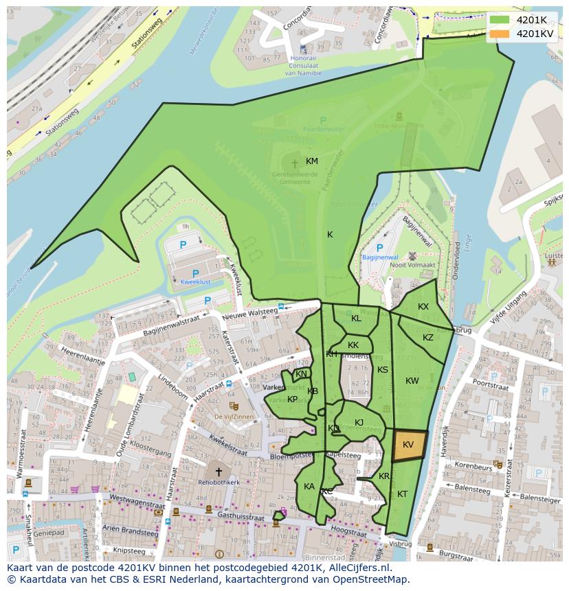 Afbeelding van het postcodegebied 4201 KV op de kaart.