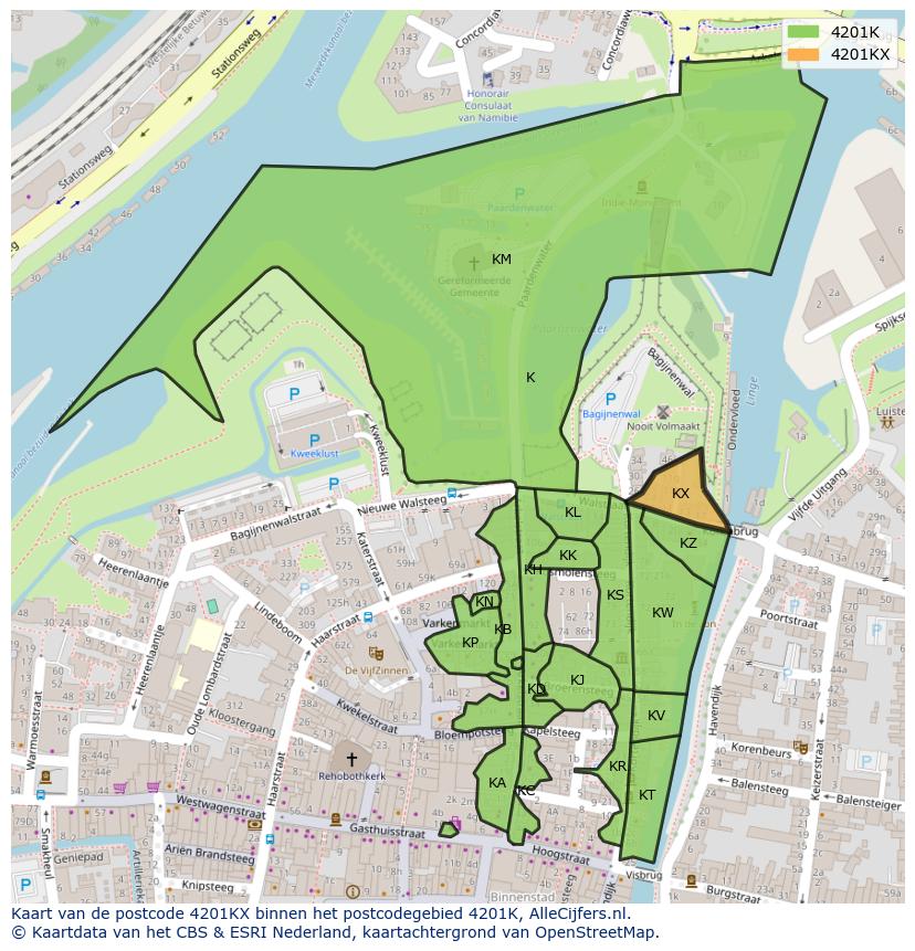 Afbeelding van het postcodegebied 4201 KX op de kaart.