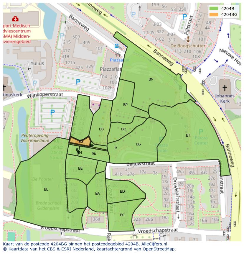 Afbeelding van het postcodegebied 4204 BG op de kaart.