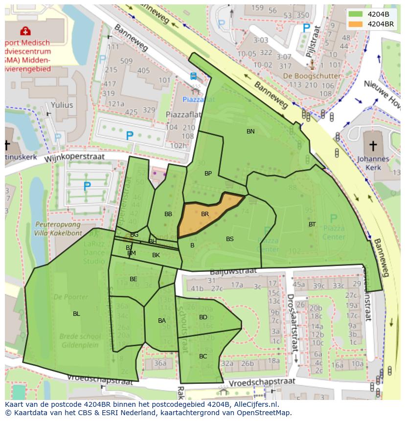Afbeelding van het postcodegebied 4204 BR op de kaart.