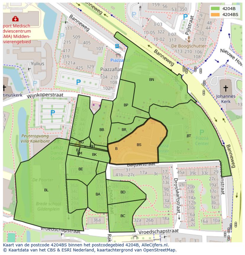 Afbeelding van het postcodegebied 4204 BS op de kaart.