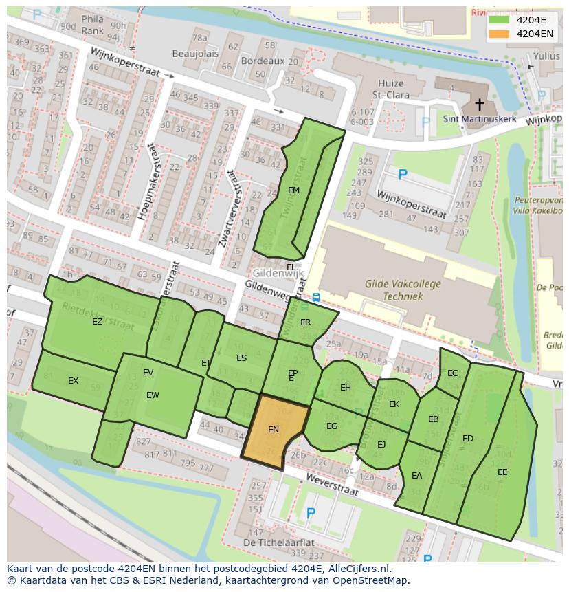 Afbeelding van het postcodegebied 4204 EN op de kaart.