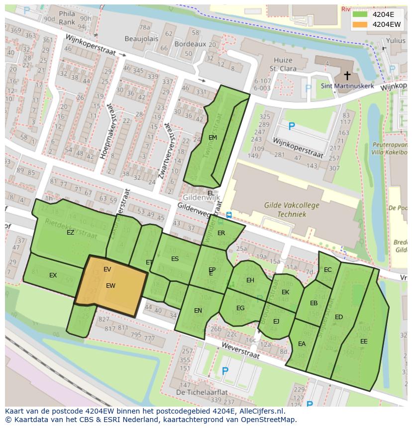 Afbeelding van het postcodegebied 4204 EW op de kaart.