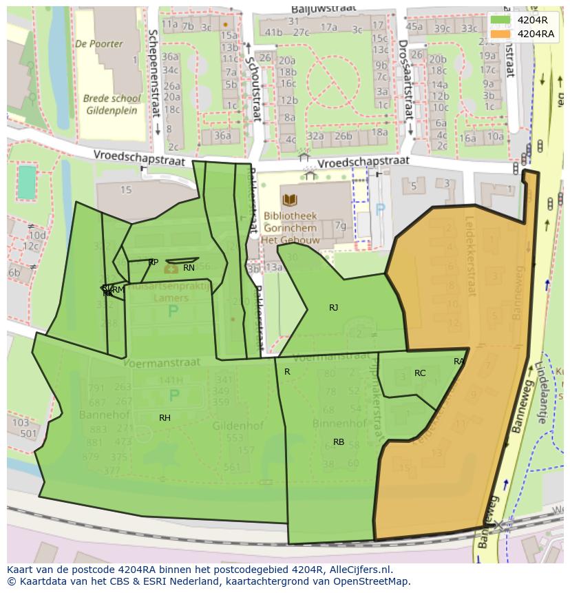 Afbeelding van het postcodegebied 4204 RA op de kaart.