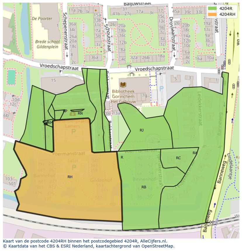 Afbeelding van het postcodegebied 4204 RH op de kaart.