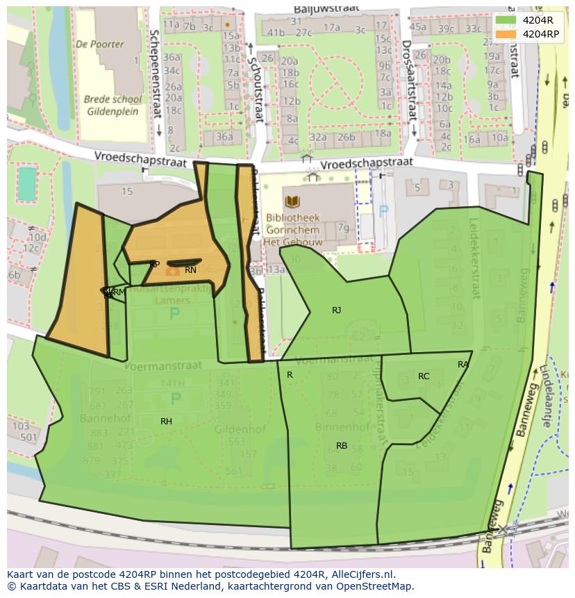 Afbeelding van het postcodegebied 4204 RP op de kaart.