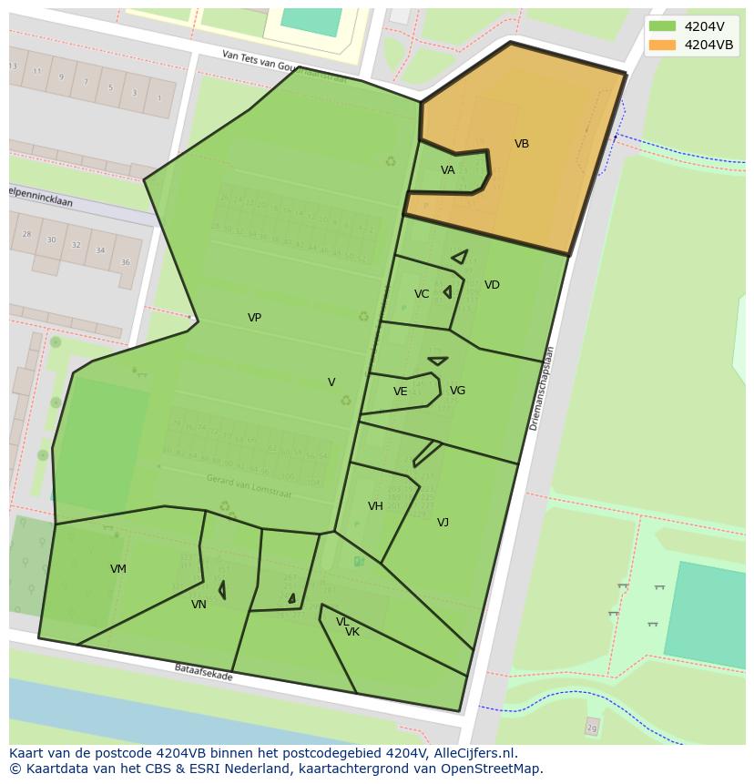 Afbeelding van het postcodegebied 4204 VB op de kaart.
