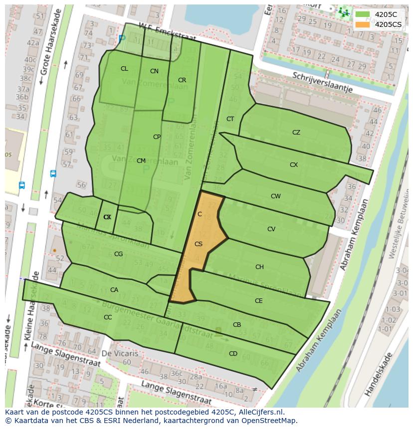 Afbeelding van het postcodegebied 4205 CS op de kaart.