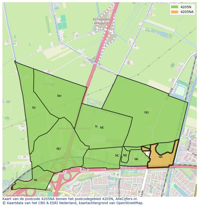 Afbeelding van het postcodegebied 4205 NA op de kaart.