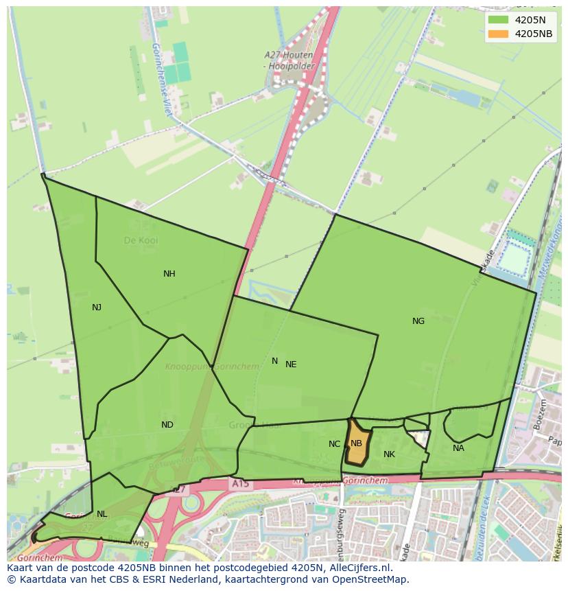 Afbeelding van het postcodegebied 4205 NB op de kaart.