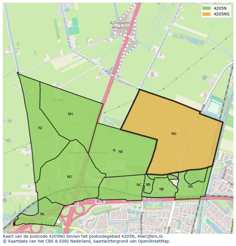 Afbeelding van het postcodegebied 4205 NG op de kaart.