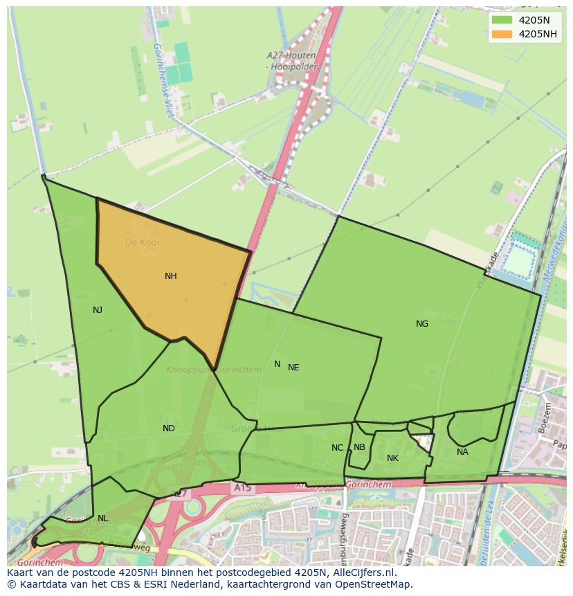 Afbeelding van het postcodegebied 4205 NH op de kaart.