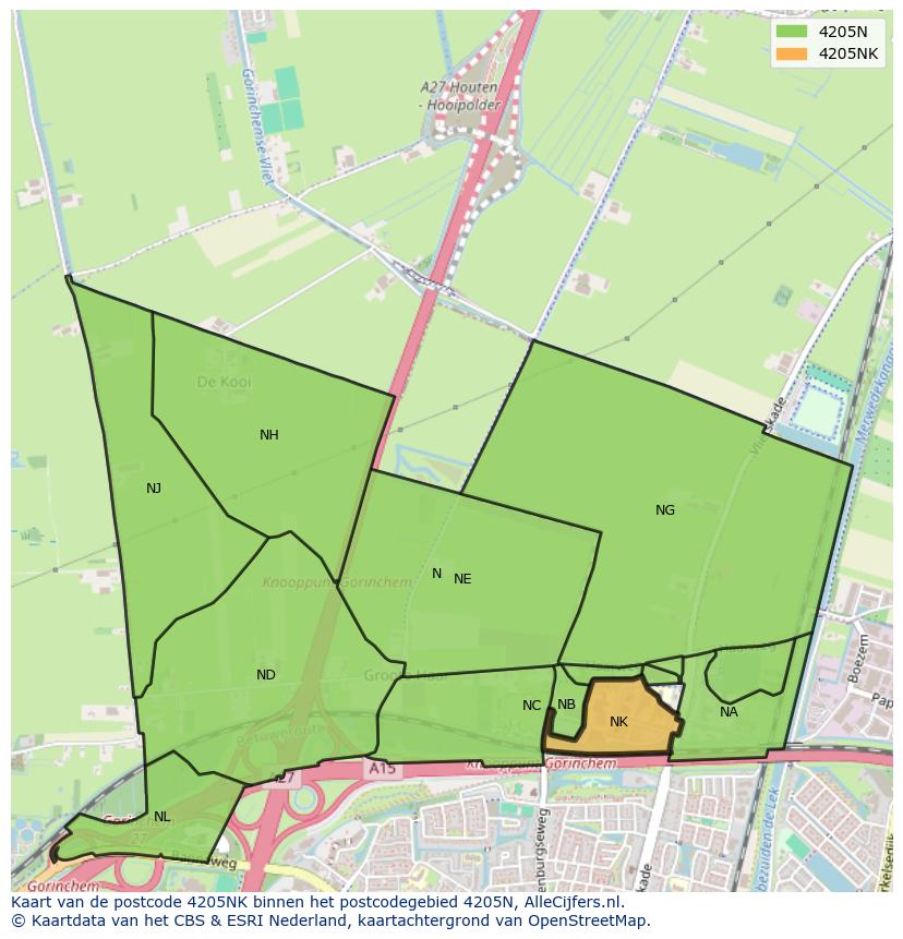 Afbeelding van het postcodegebied 4205 NK op de kaart.