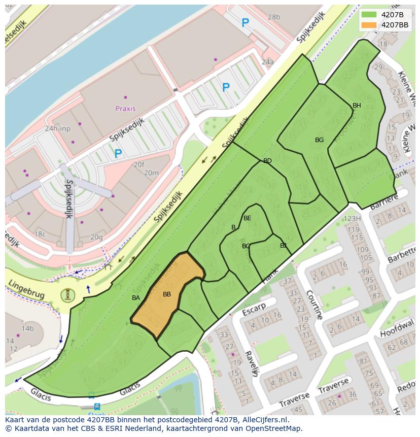 Afbeelding van het postcodegebied 4207 BB op de kaart.