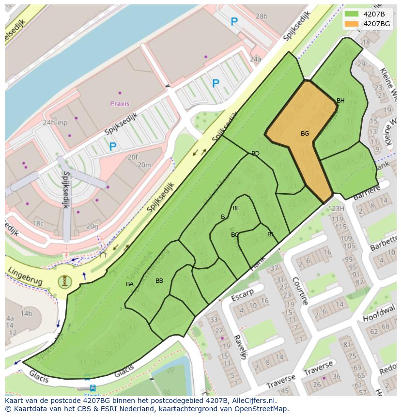 Afbeelding van het postcodegebied 4207 BG op de kaart.