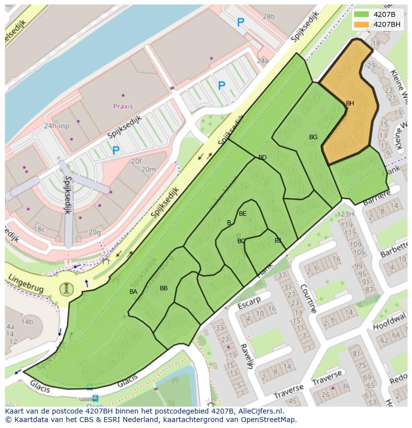 Afbeelding van het postcodegebied 4207 BH op de kaart.