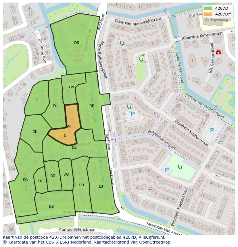 Afbeelding van het postcodegebied 4207 DM op de kaart.