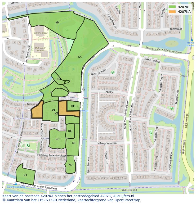 Afbeelding van het postcodegebied 4207 KA op de kaart.