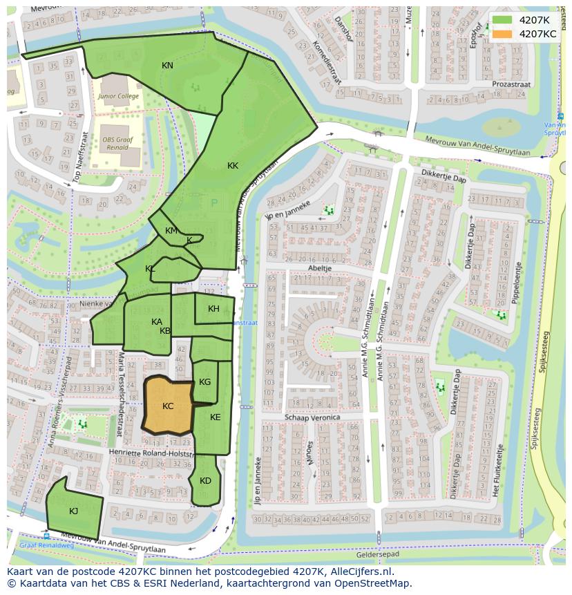 Afbeelding van het postcodegebied 4207 KC op de kaart.