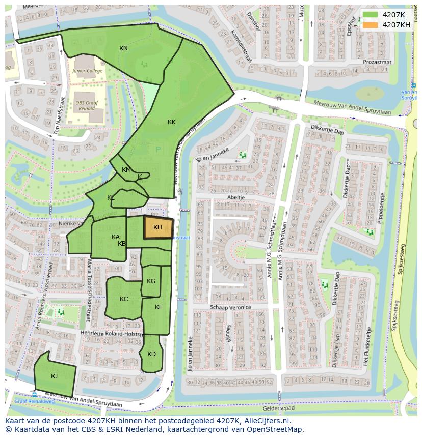 Afbeelding van het postcodegebied 4207 KH op de kaart.