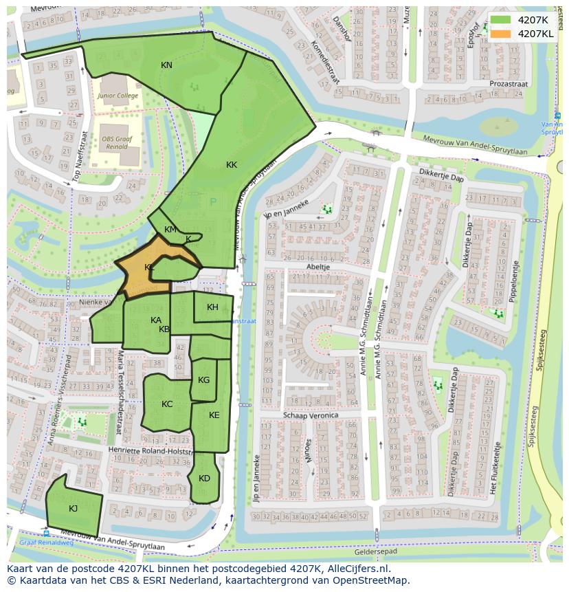Afbeelding van het postcodegebied 4207 KL op de kaart.