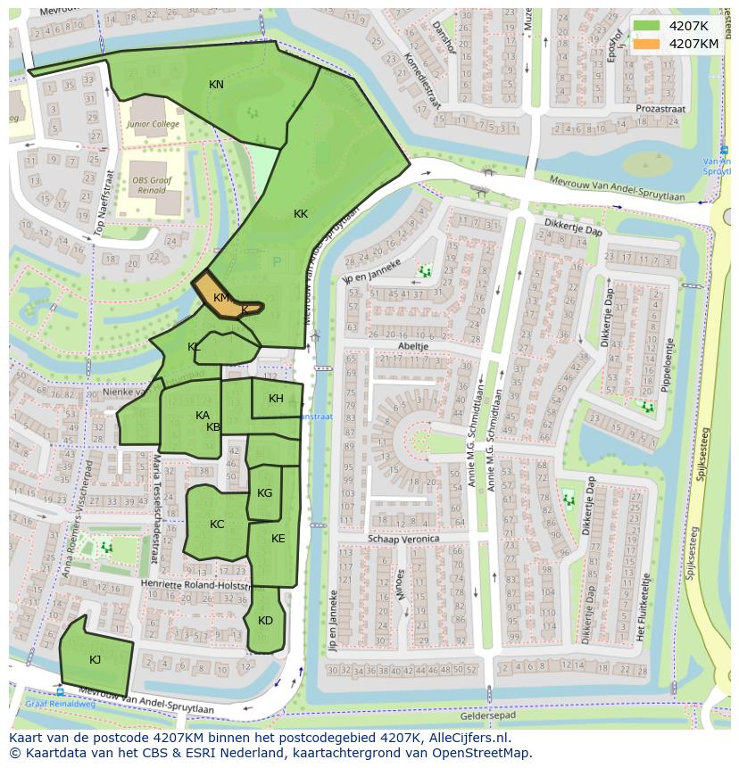 Afbeelding van het postcodegebied 4207 KM op de kaart.