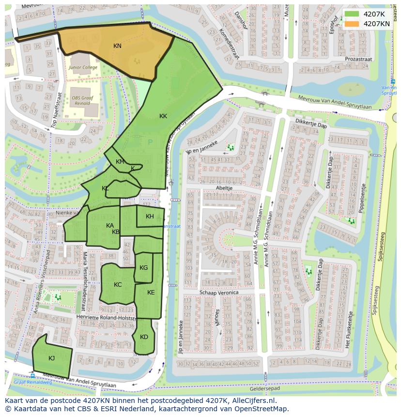 Afbeelding van het postcodegebied 4207 KN op de kaart.